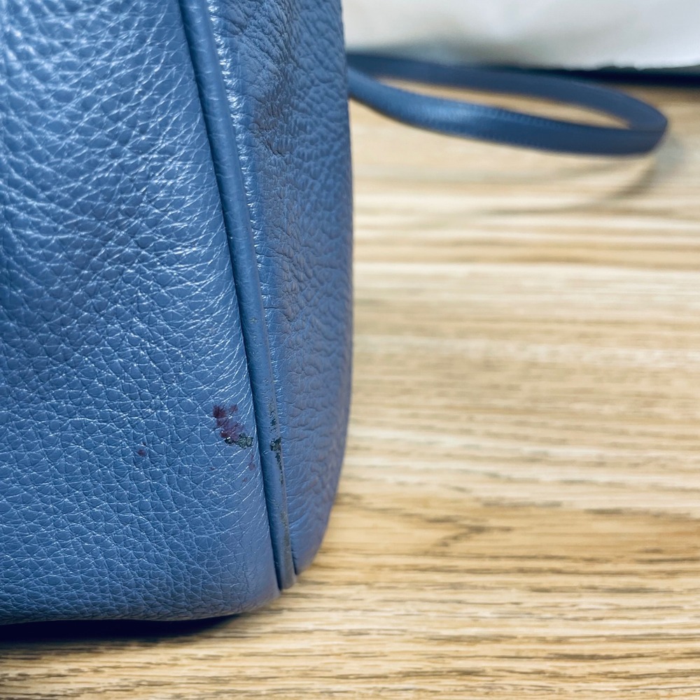 Coach Women Satchel Pebbled Leather Slate Blue Medium Crossbody Tassel 23121 - Picture 6 of 11